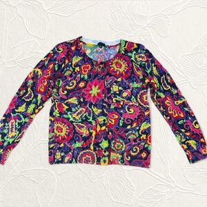 Talbots Colorful Soft Floral Cardigan size M